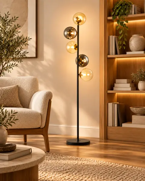 Photo alternative du produit Lampadaire Inoa en métal et verre