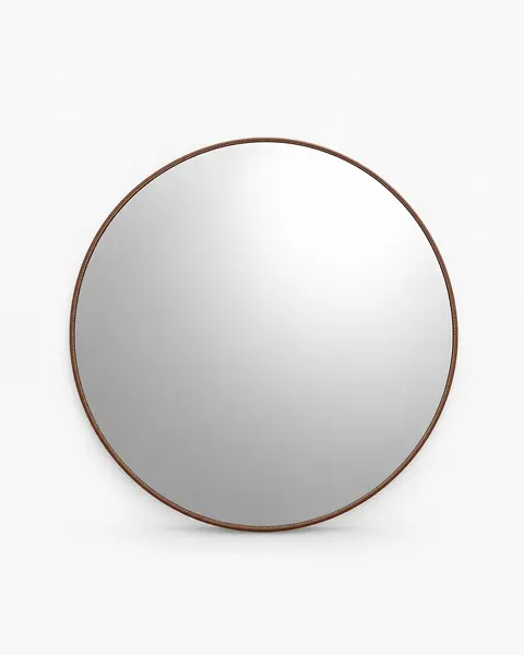 Leather Round Mirror