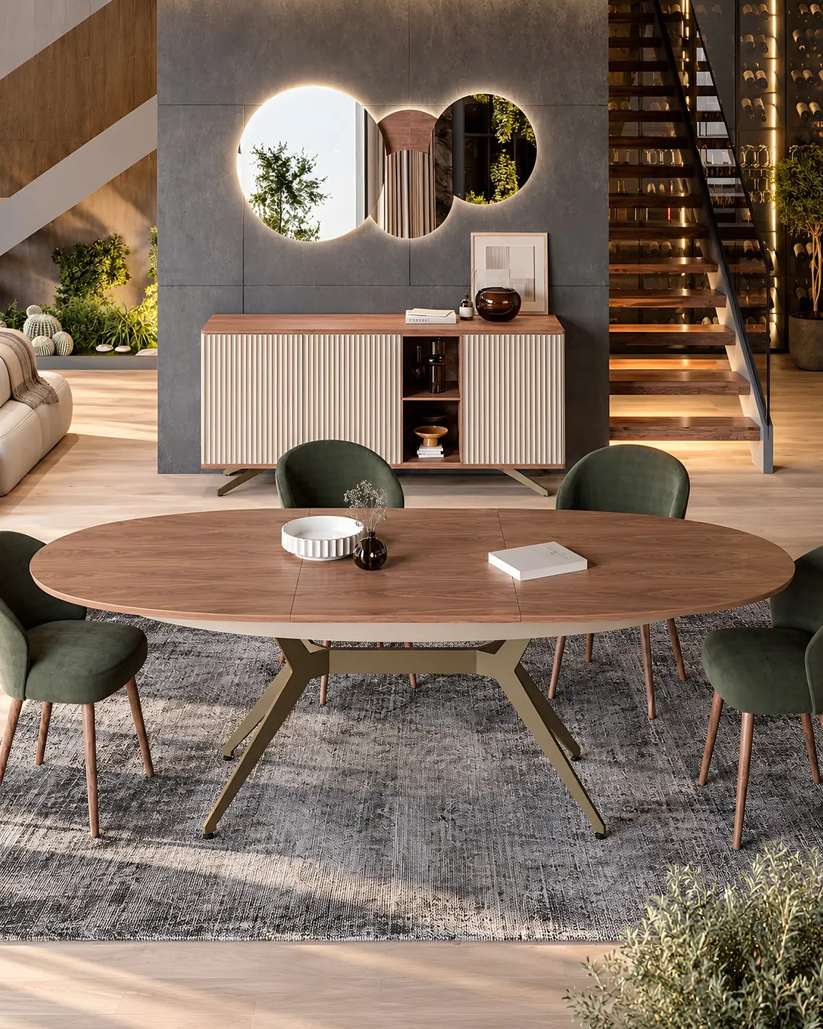 Mesa de jantar oval Galia GAL.06 em ambiente