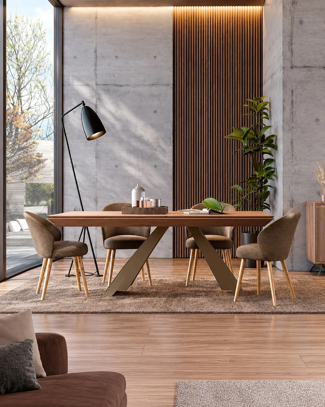 Mesa de jantar Vertex Gold VG.02 em ambiente