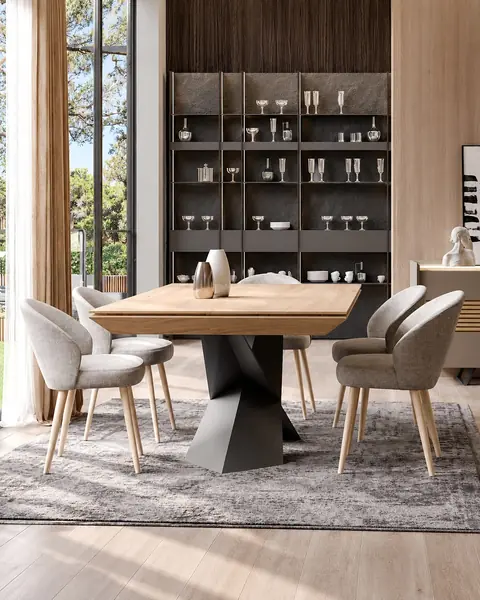 Mesa de jantar Vertex Gold VG.04 em ambiente