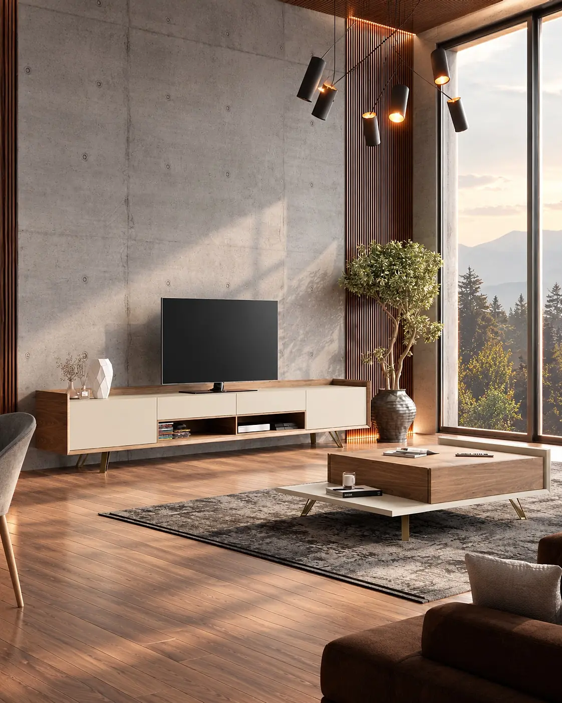 Móvel TV Vertex Gold VG.07 em ambiente