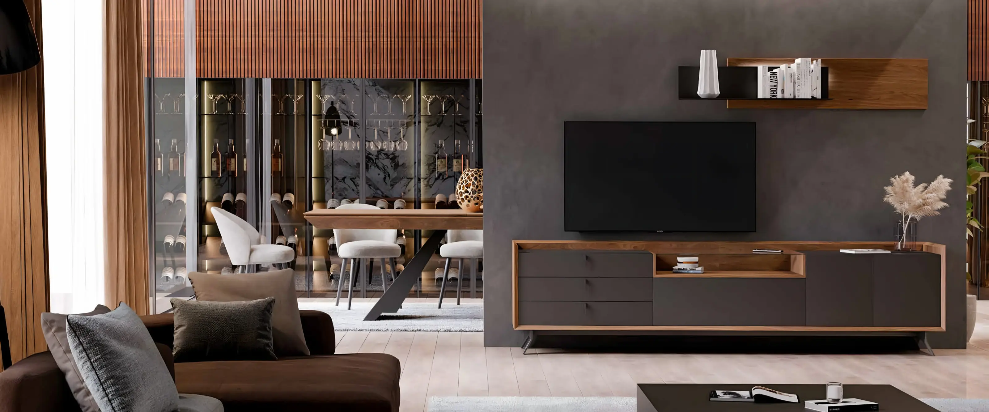 Sala de estar Vertex Gold VG.10, descubra as peças do ambiente