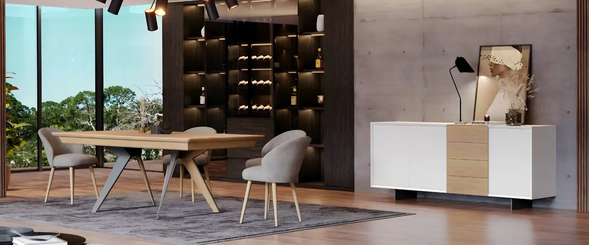 Sala de jantar Vertex Gold VG.15, descubra as peças do ambiente