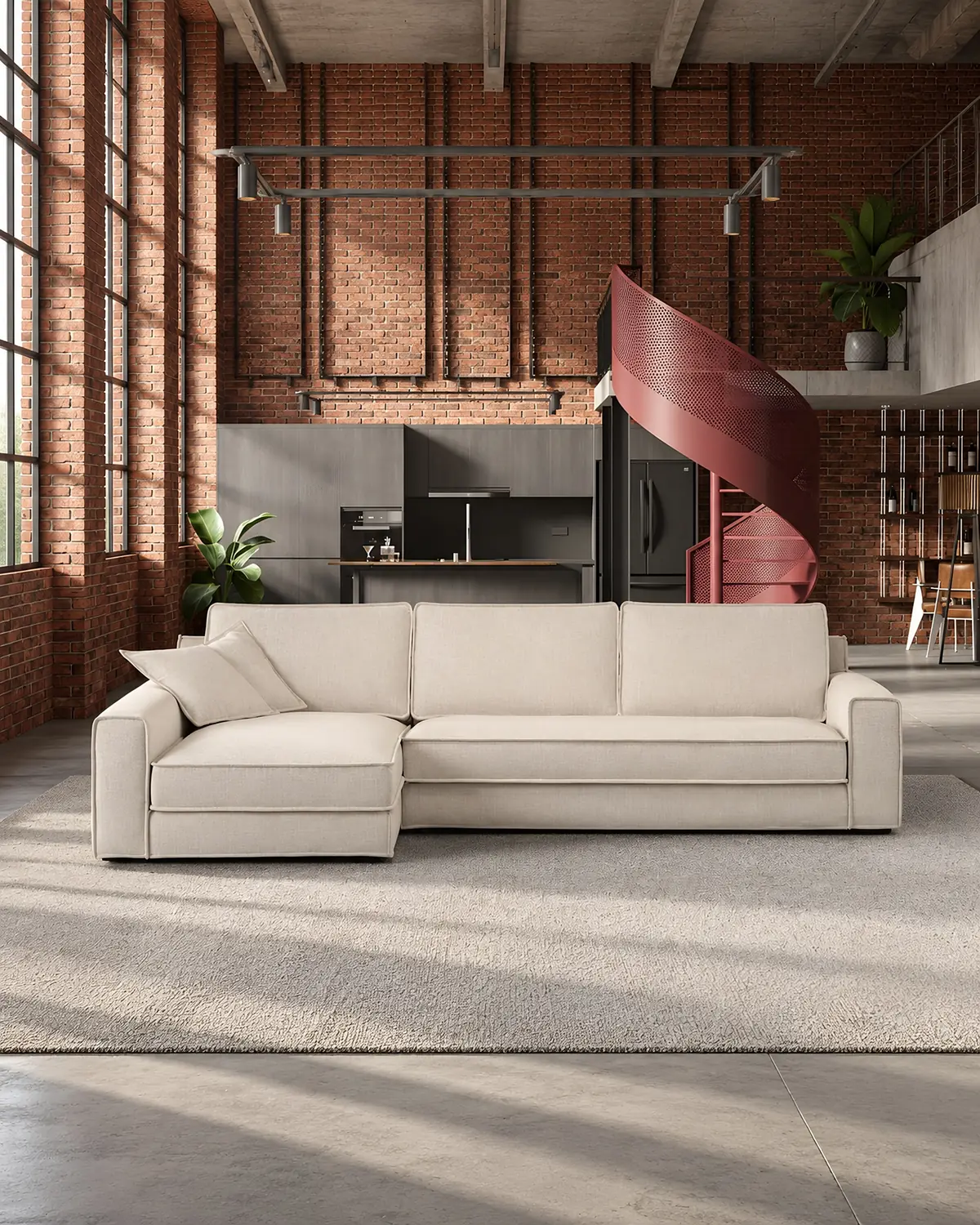 Sofá Acre com chaise longue em ambiente