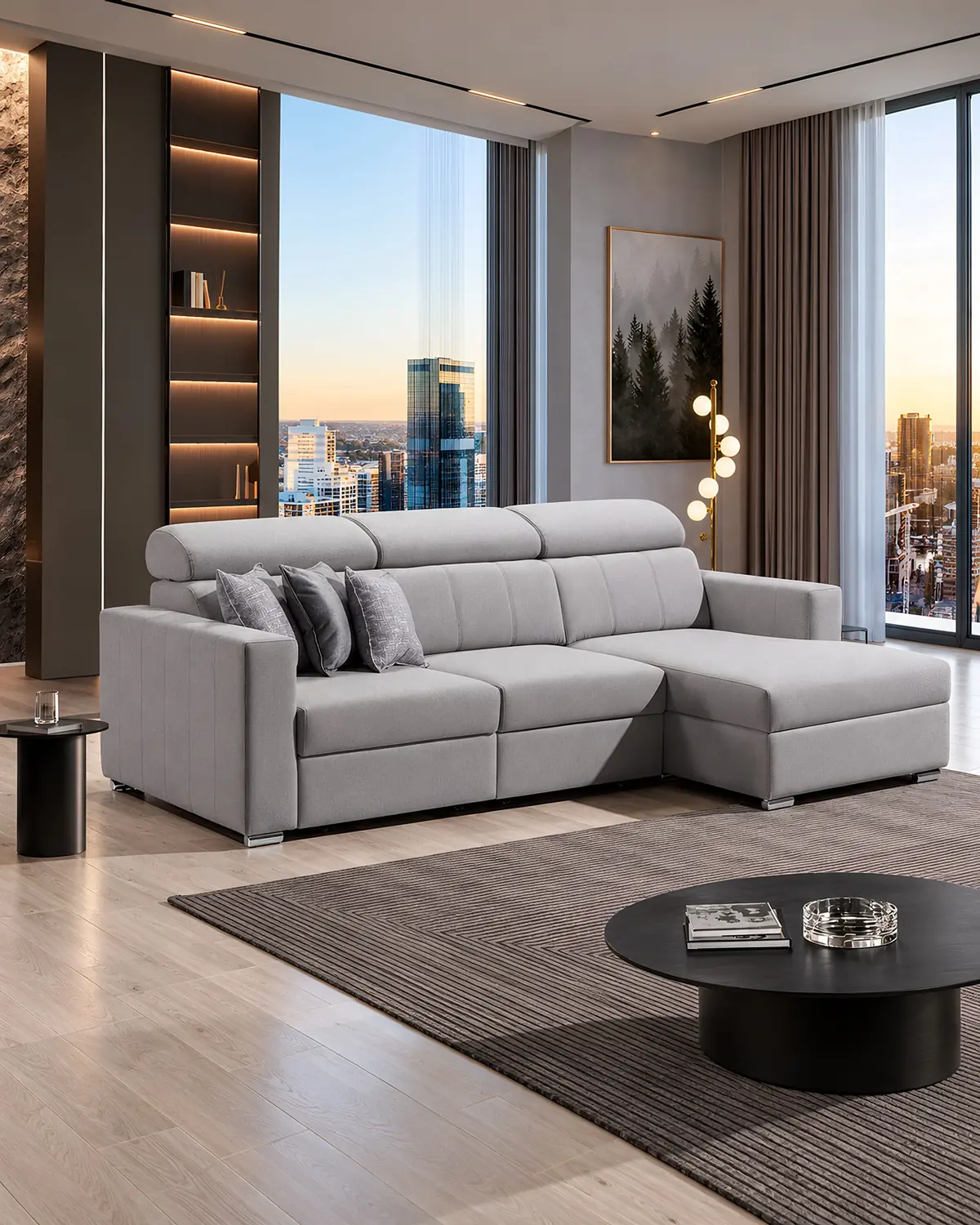 Sofá Alaska com chaise longue em ambiente