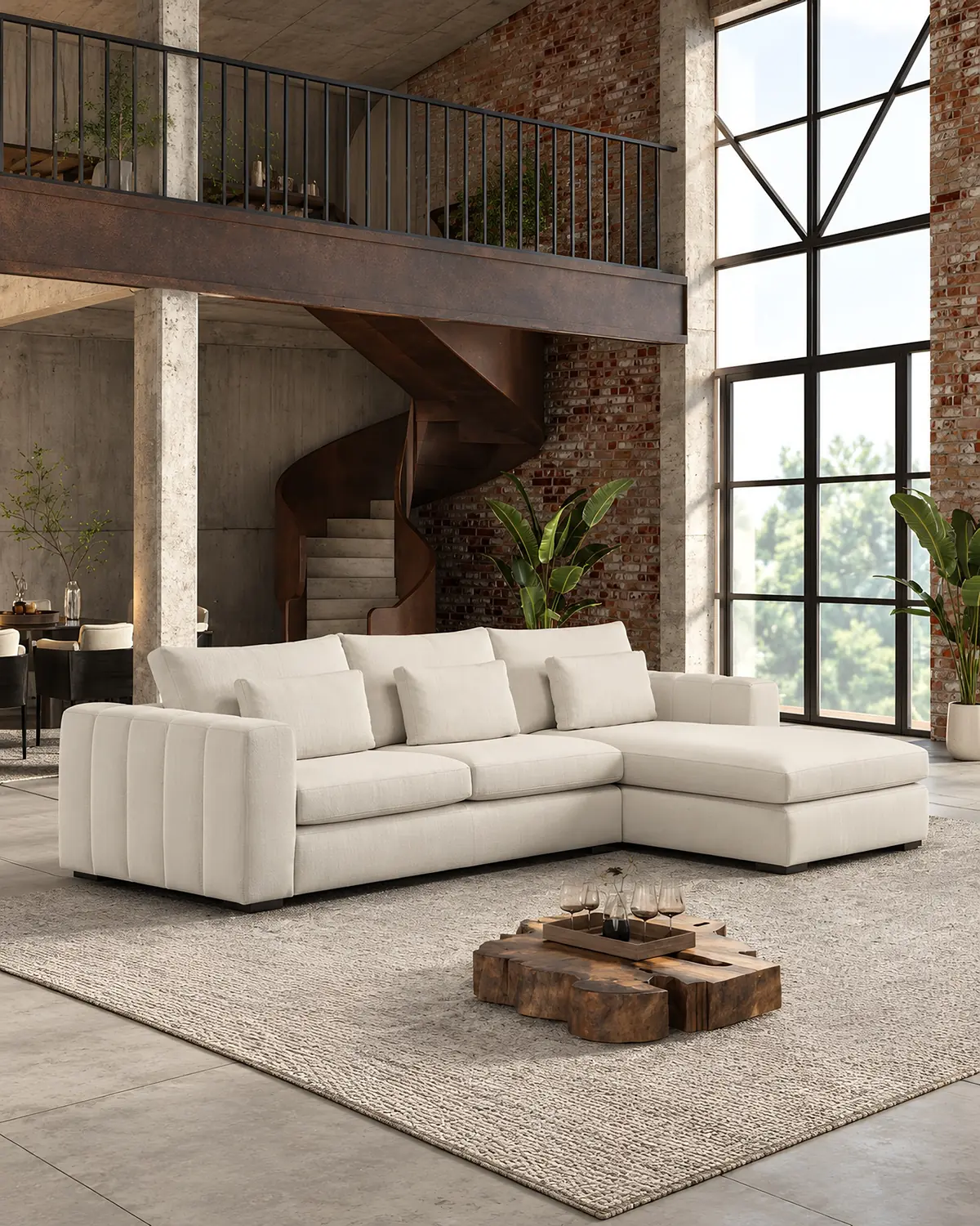Sofá Apolo com chaise longue em ambiente