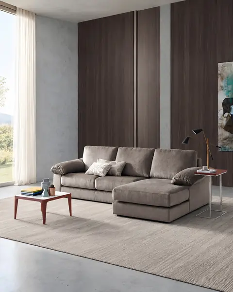 Sofá Bastille com chaise longue em ambiente