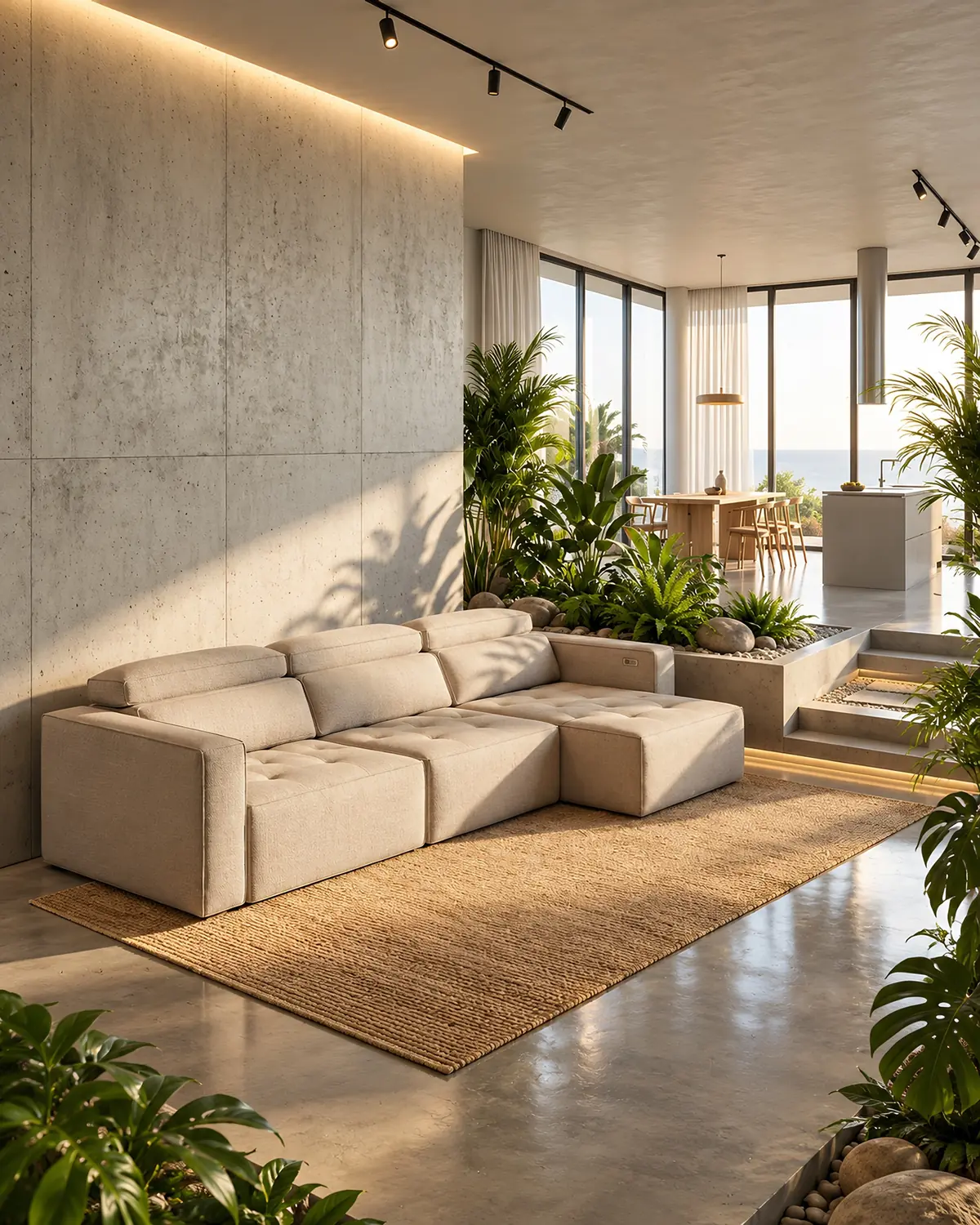 Sofá Caracas com chaise longue em ambiente