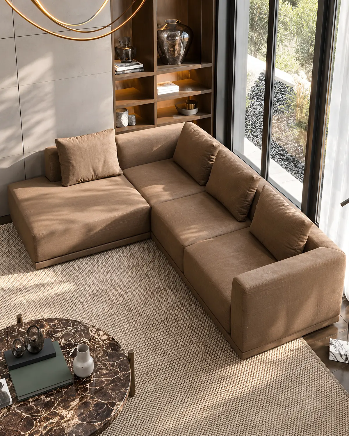 Sofá Colline com chaise longue em ambiente