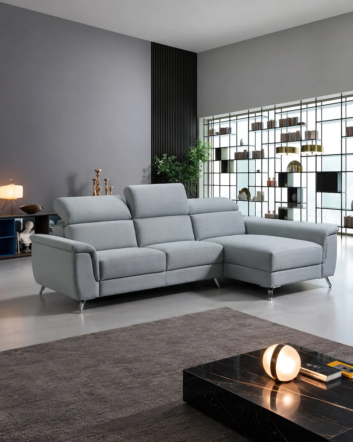 Sofá Fil com chaise longue em ambiente