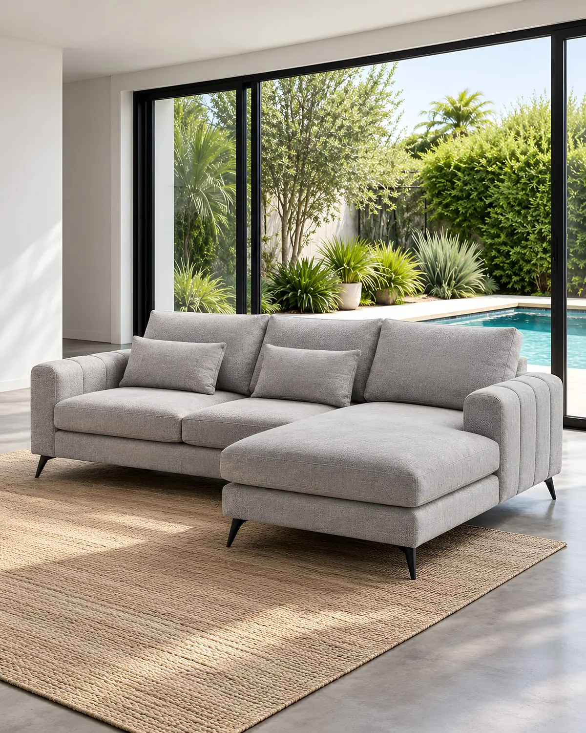 Sofá Hélio com chaise longue em ambiente