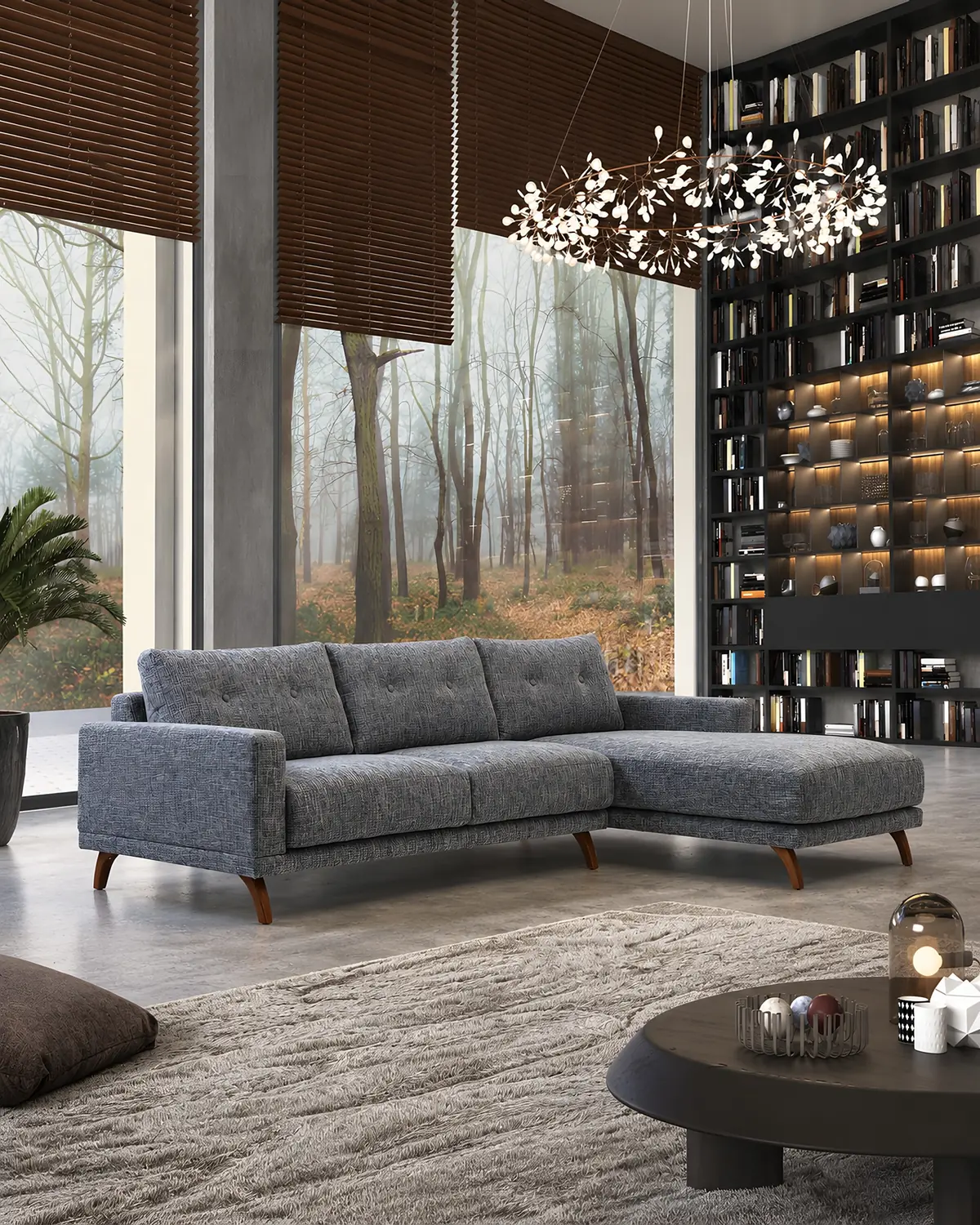 Sofá Jagger com chaise longue em ambiente