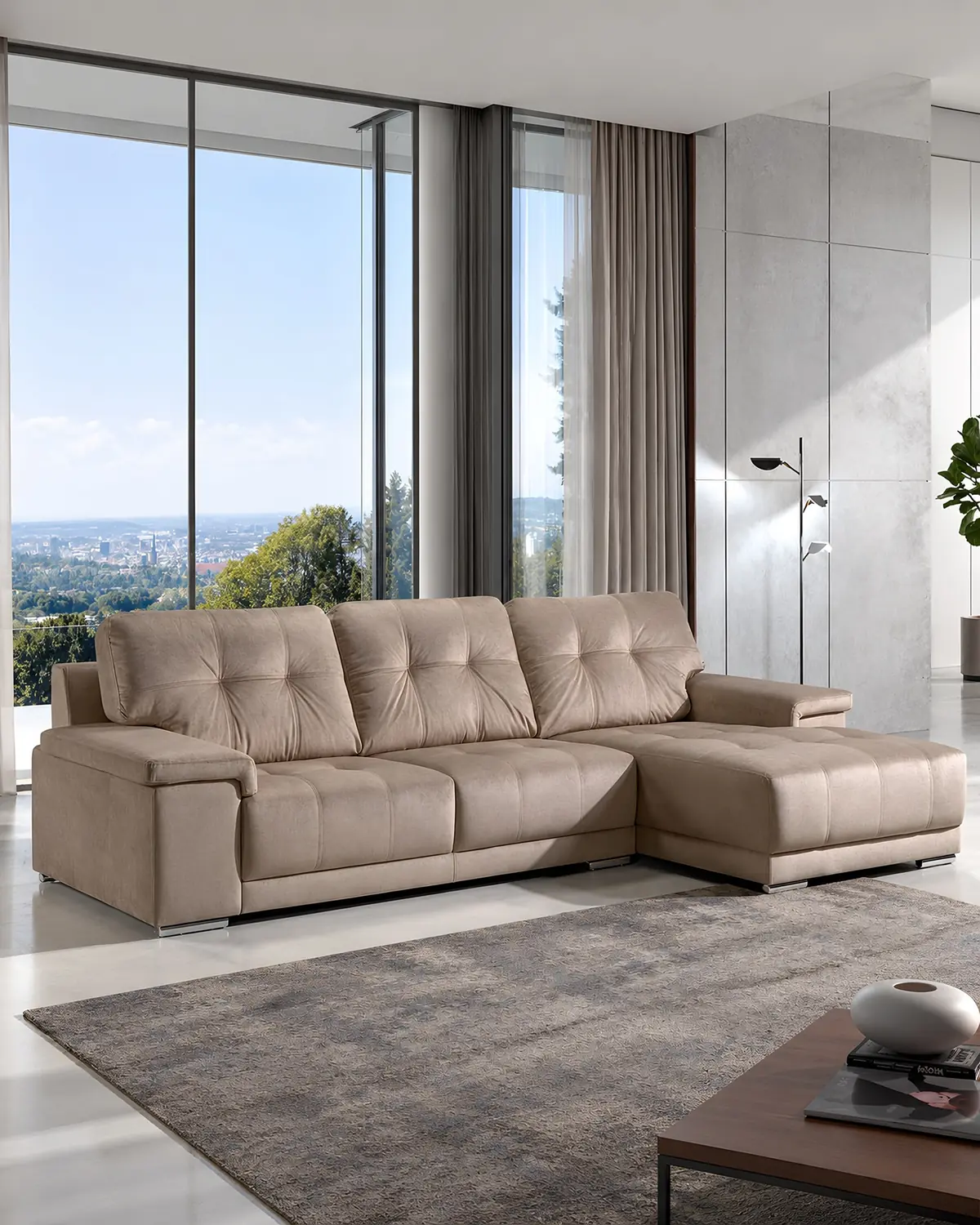Sofá Luke com chaise longue em ambiente