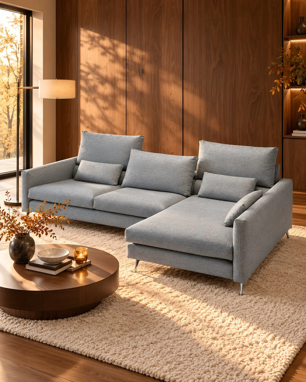 Sofá Tommy com chaise longue noutro ambiente